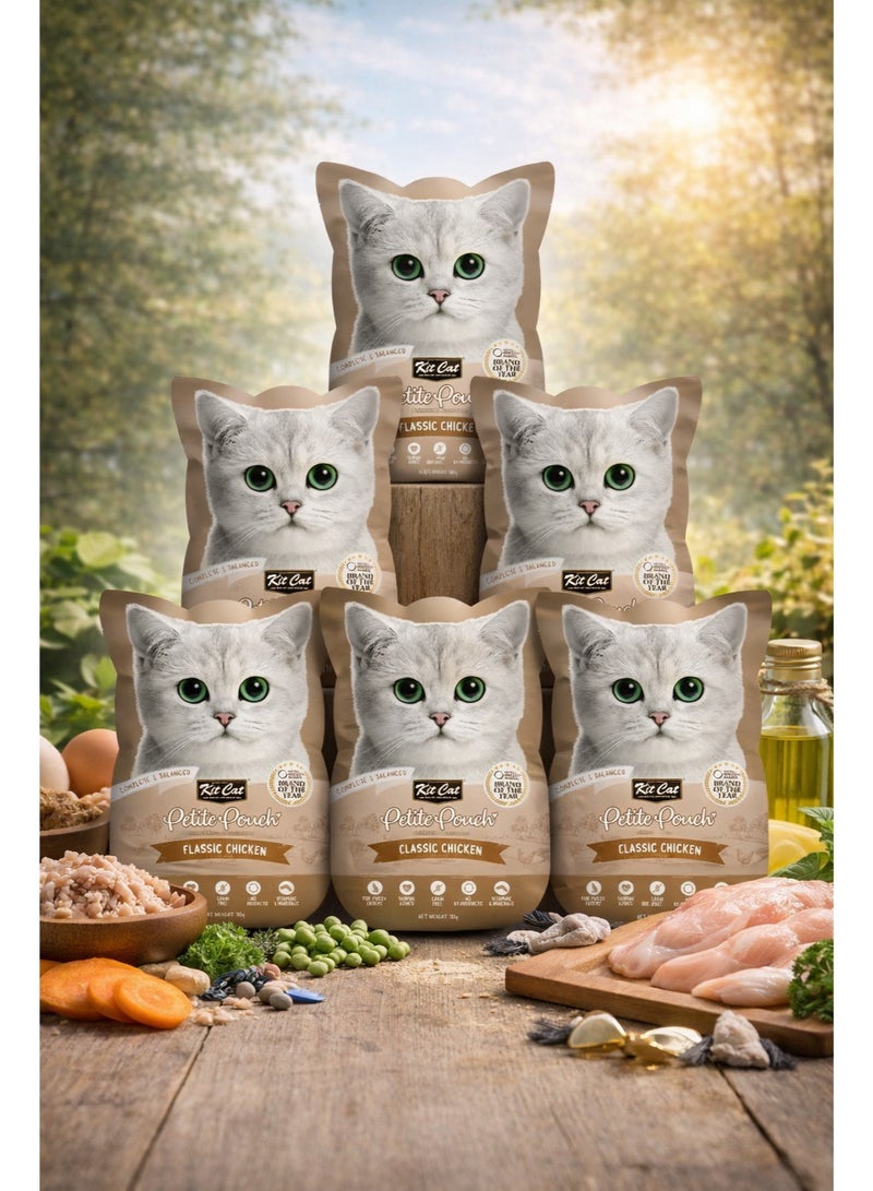 Petite Pouch Classic Chicken Complete & Balanced Premium Wet Cat Food 70g (Pack of 6)